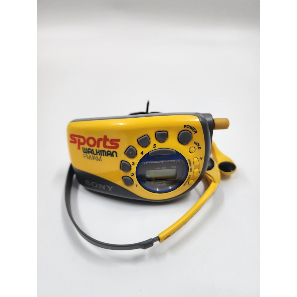 Sony Sports Walkman SRF-M78 FM AM Radio ArmBand Yellow MDR-W14 HeadphonesVintage